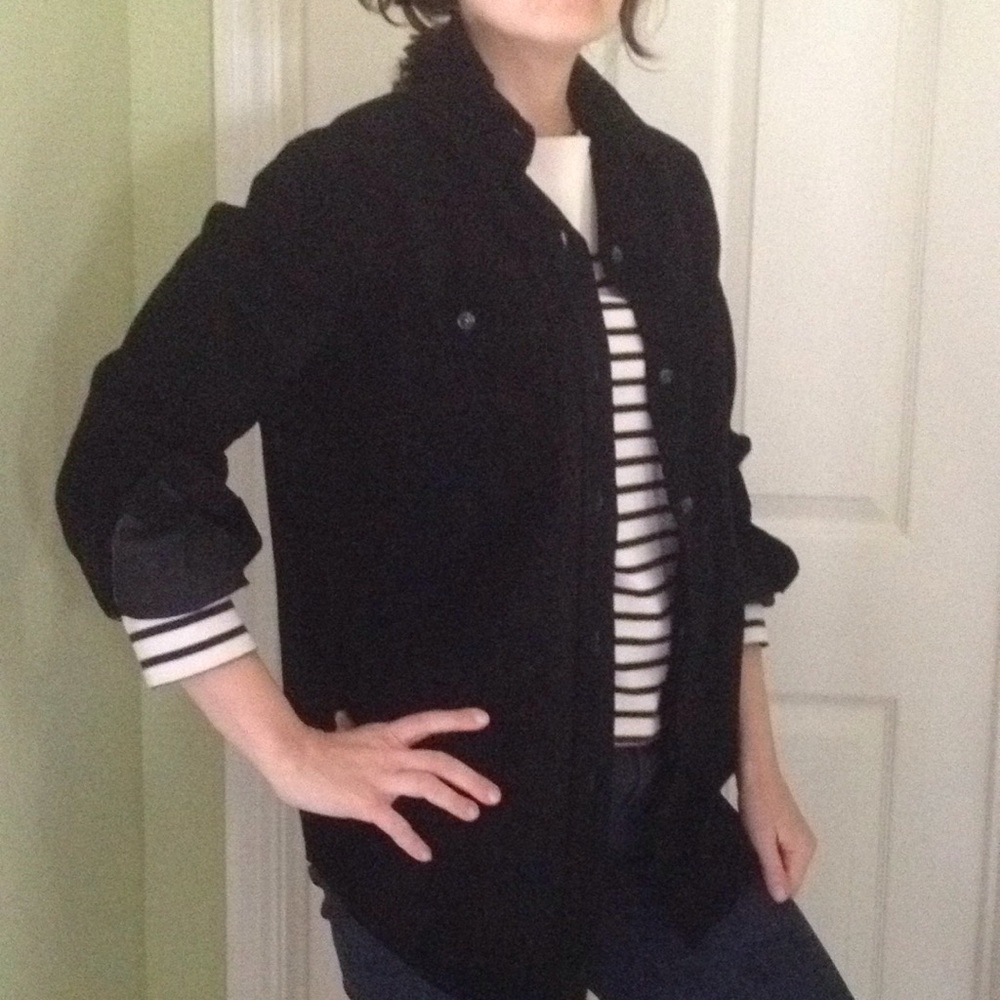 Black suede leather shirt jacket blazer
